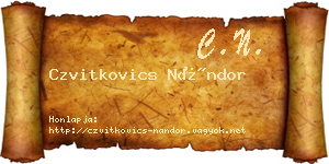 Czvitkovics Nándor névjegykártya